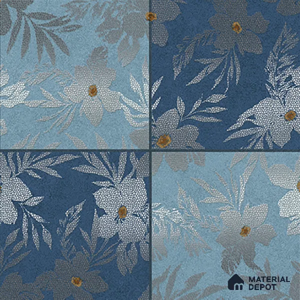Floral Wall Tile TL 07250 C Plana 8010 GLM (Silver) 1 ft x 1 ft Ceramic Matte Finish - 9 mm  | 2 mm Spacer is Mandatory | Please Expect a Slight Variation of Pattern (Sample)
